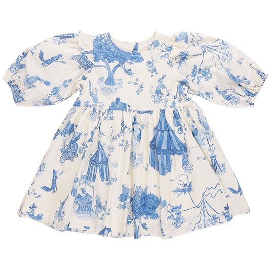 Girls Brooke Dress- Blue Circus