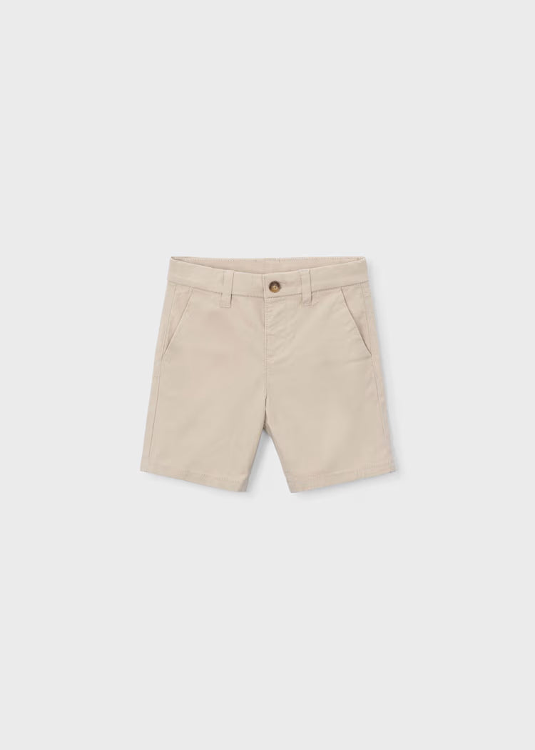 Boys Basic Twill Chino Shorts- Cashew