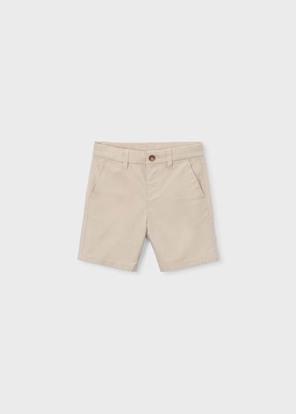 Boys Basic Twill Chino Shorts- Cashew