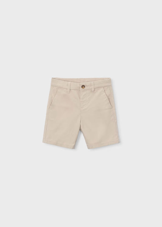Boys Basic Twill Chino Shorts- Cashew