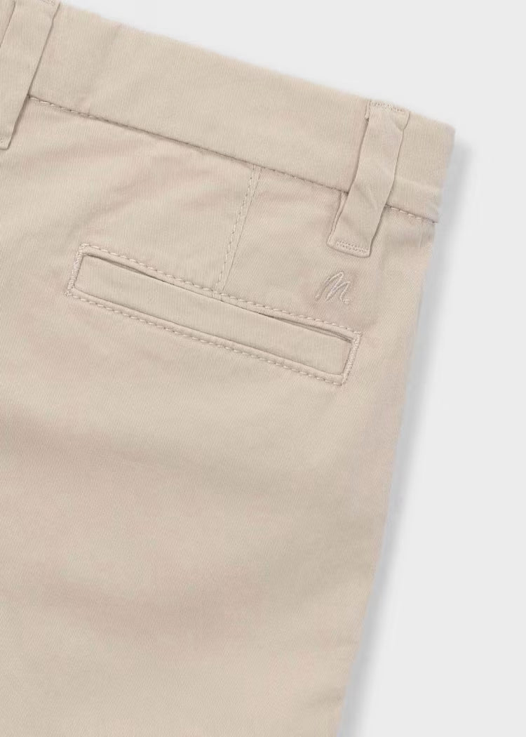 Boys Basic Twill Chino Shorts- Cashew