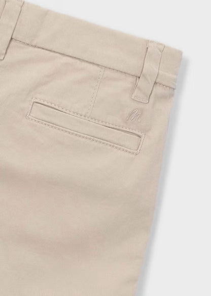 Boys Basic Twill Chino Shorts- Cashew