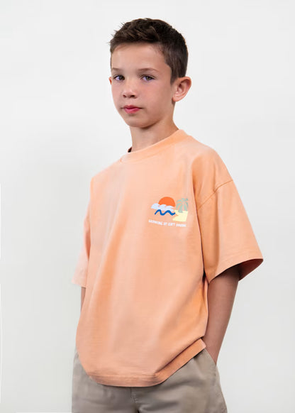 Boy Graphic Tee- Coral