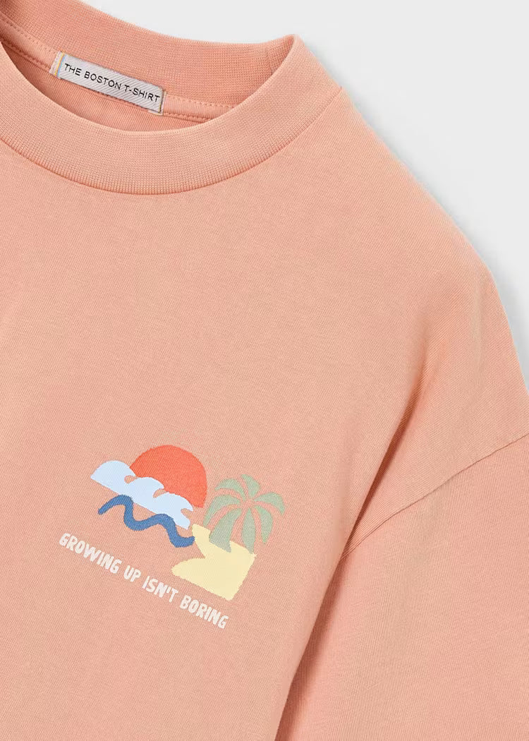 Boy Graphic Tee- Coral