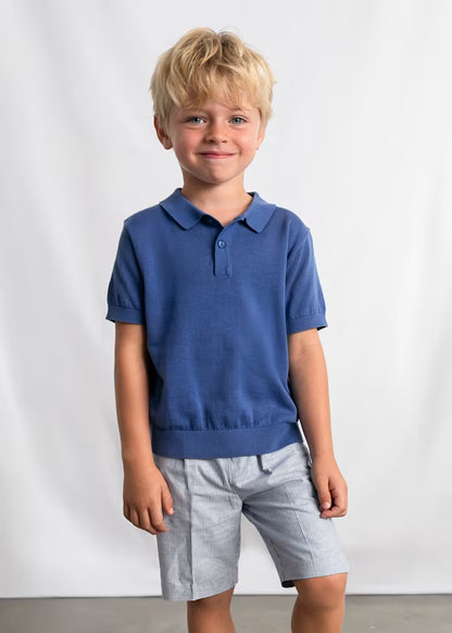 Boys Linen Shorts- Indigo Stripes