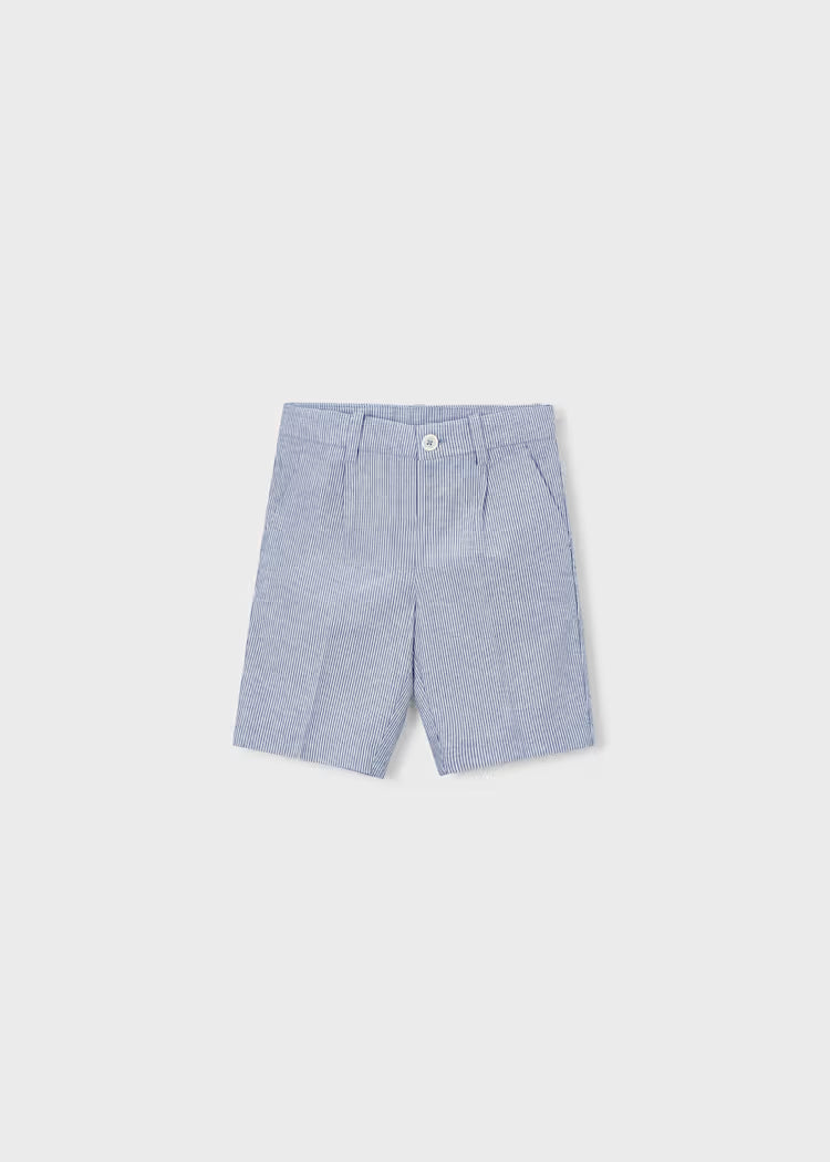 Boys Linen Shorts- Indigo Stripes