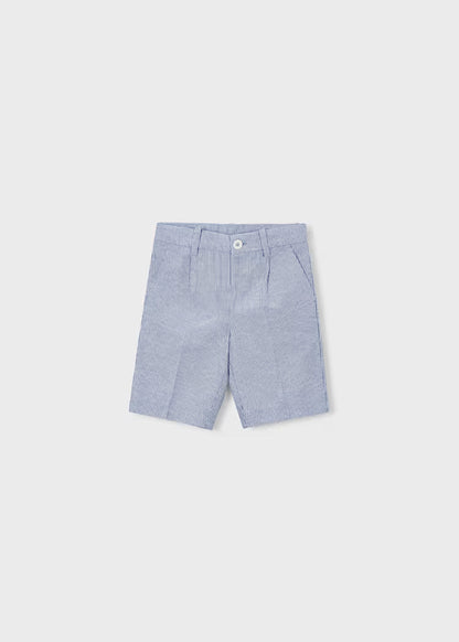Boys Linen Shorts- Indigo Stripes