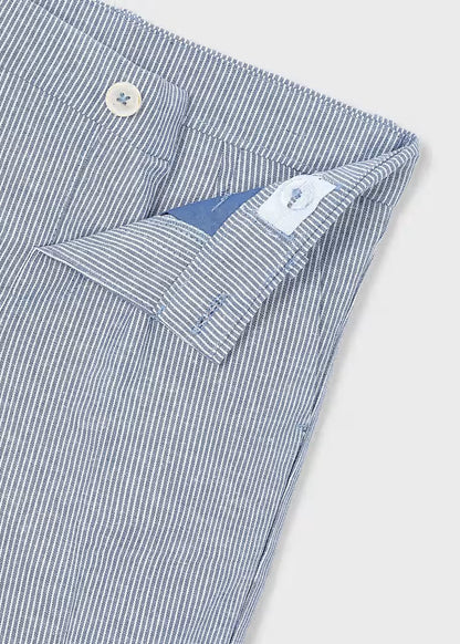 Boys Linen Shorts- Indigo Stripes