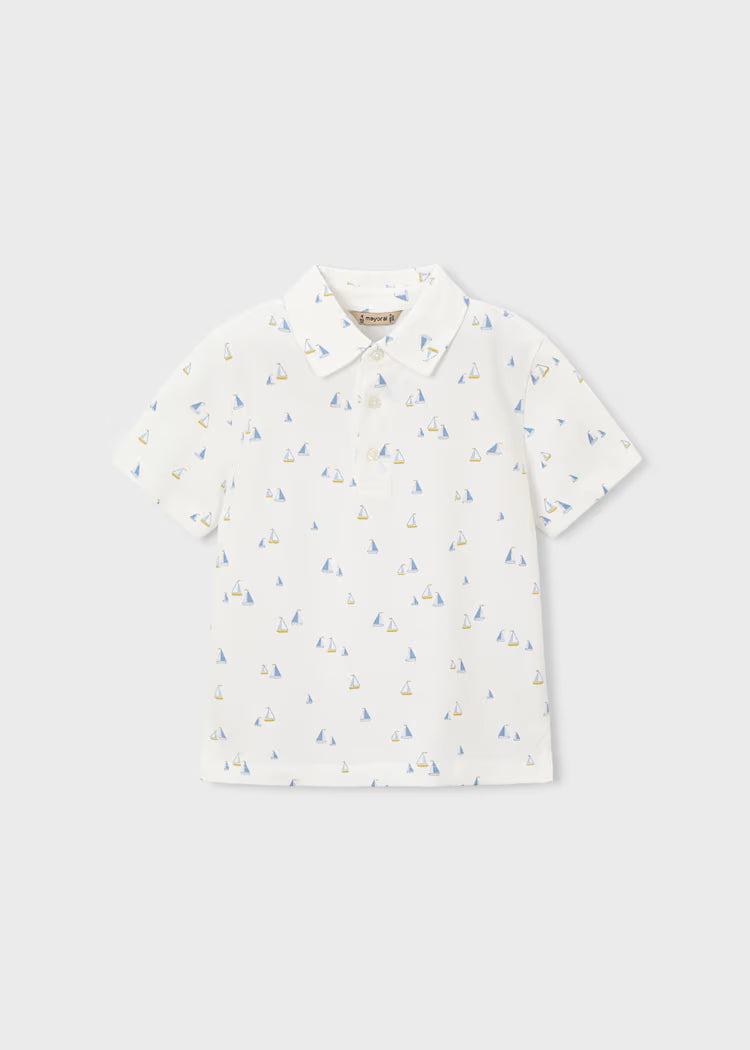 Printed Striped Polo- Olive + White