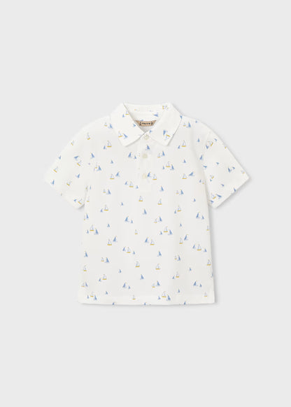 Printed Striped Polo- Olive + White