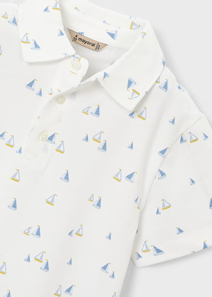 Printed Striped Polo- Olive + White