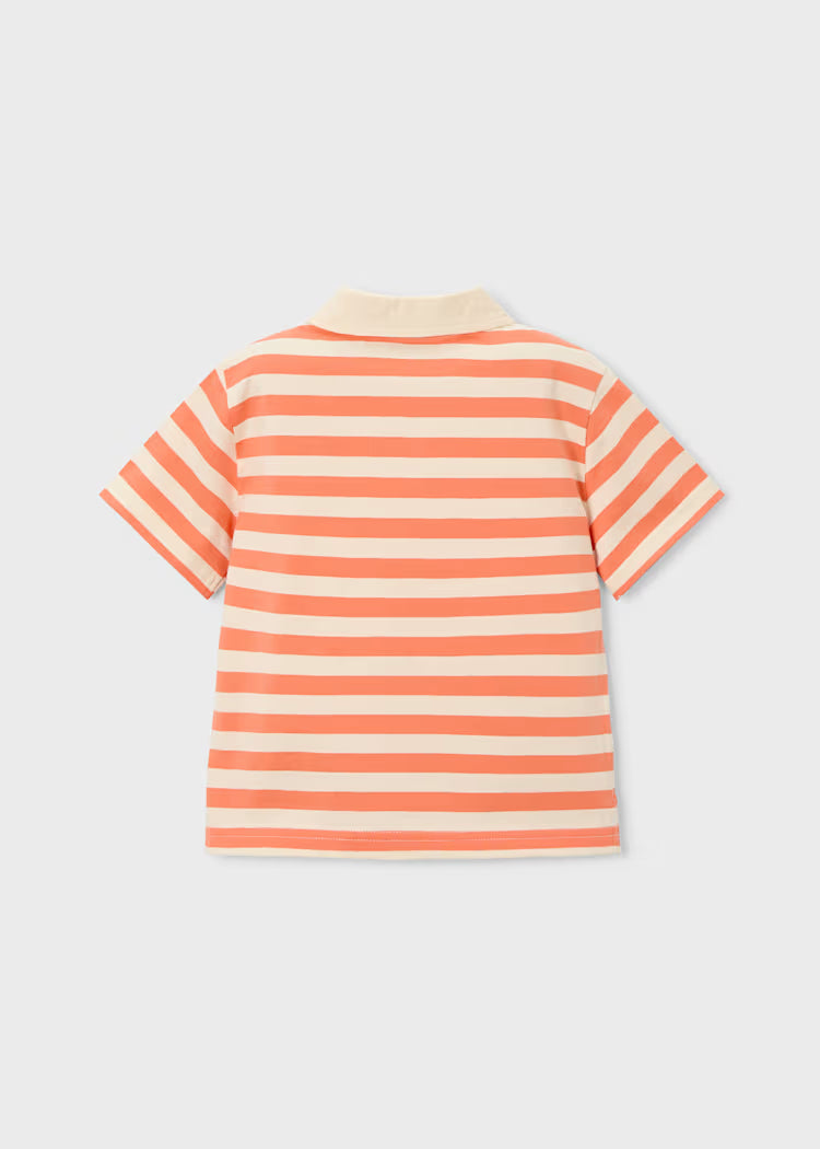 Boys Striped Polo- Orange + White