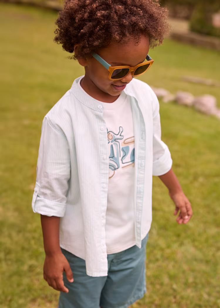 Boys Stripe Shirt- Mint