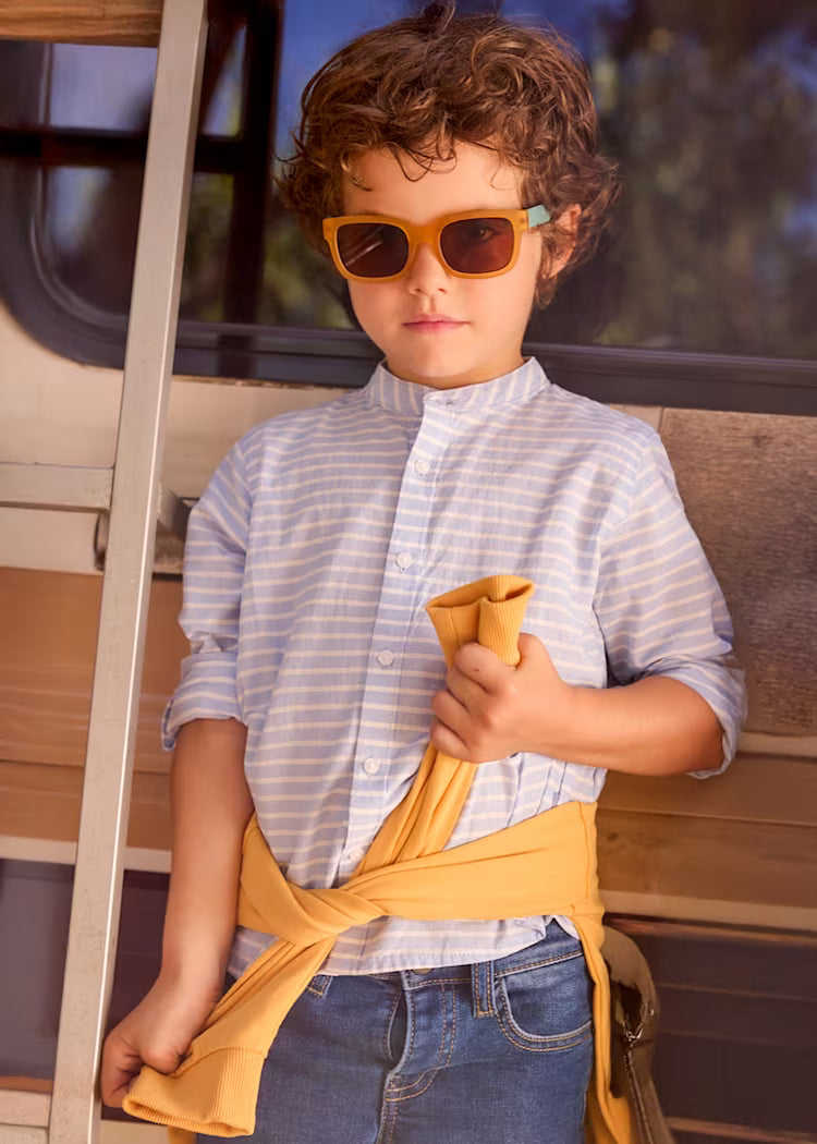 Boys Stripe Shirt- Sky