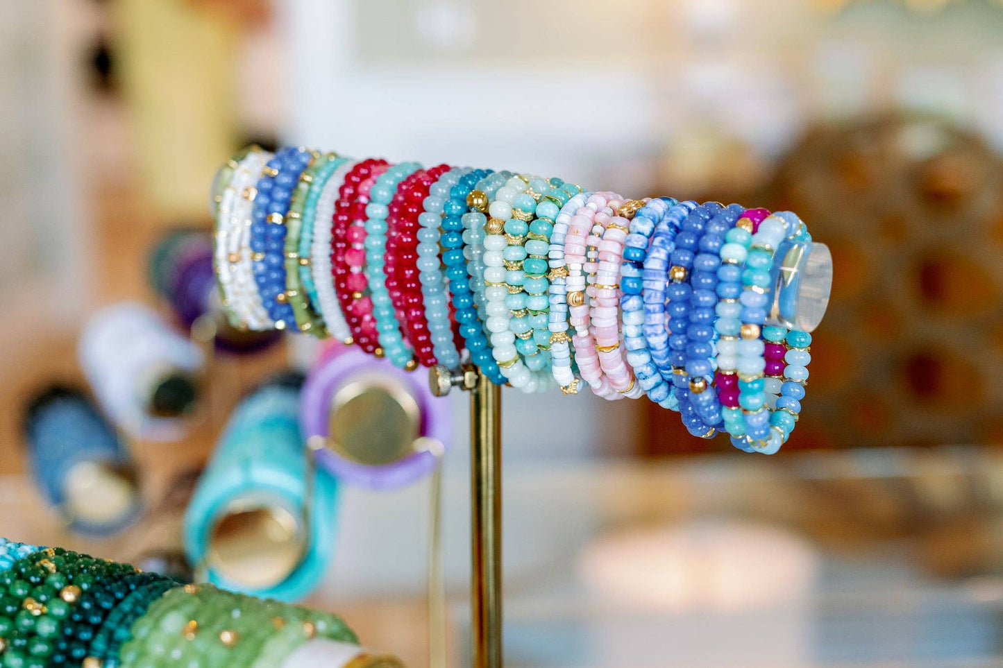 Cobalt Blue Gemstone Bracelet with Gold Accents