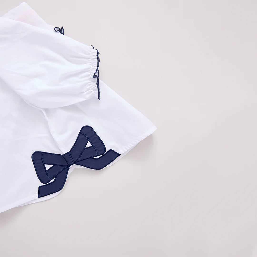 Girls Dana Bow Top- White