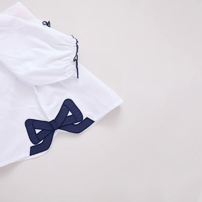 Girls Dana Bow Top- White