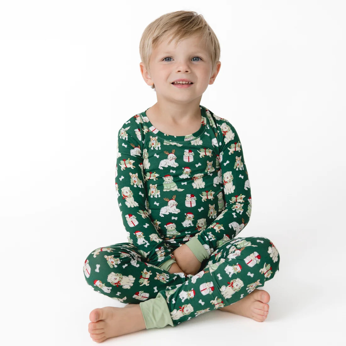 Green Christmas Dogs Loungewear Set