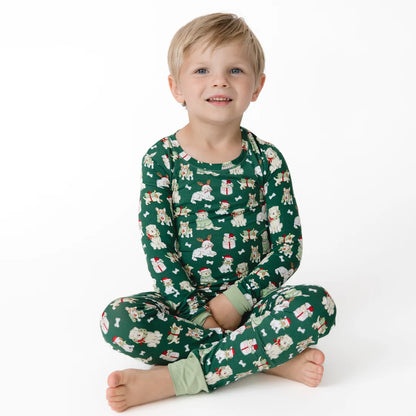 Green Christmas Dogs Loungewear Set