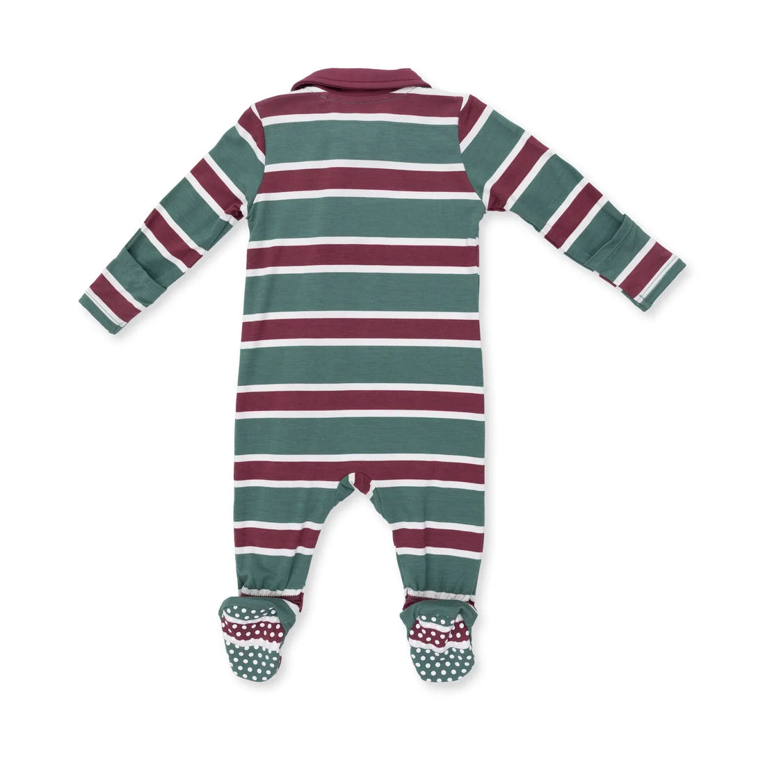 Rugby Green Stripe 2-Way Zipper Footie