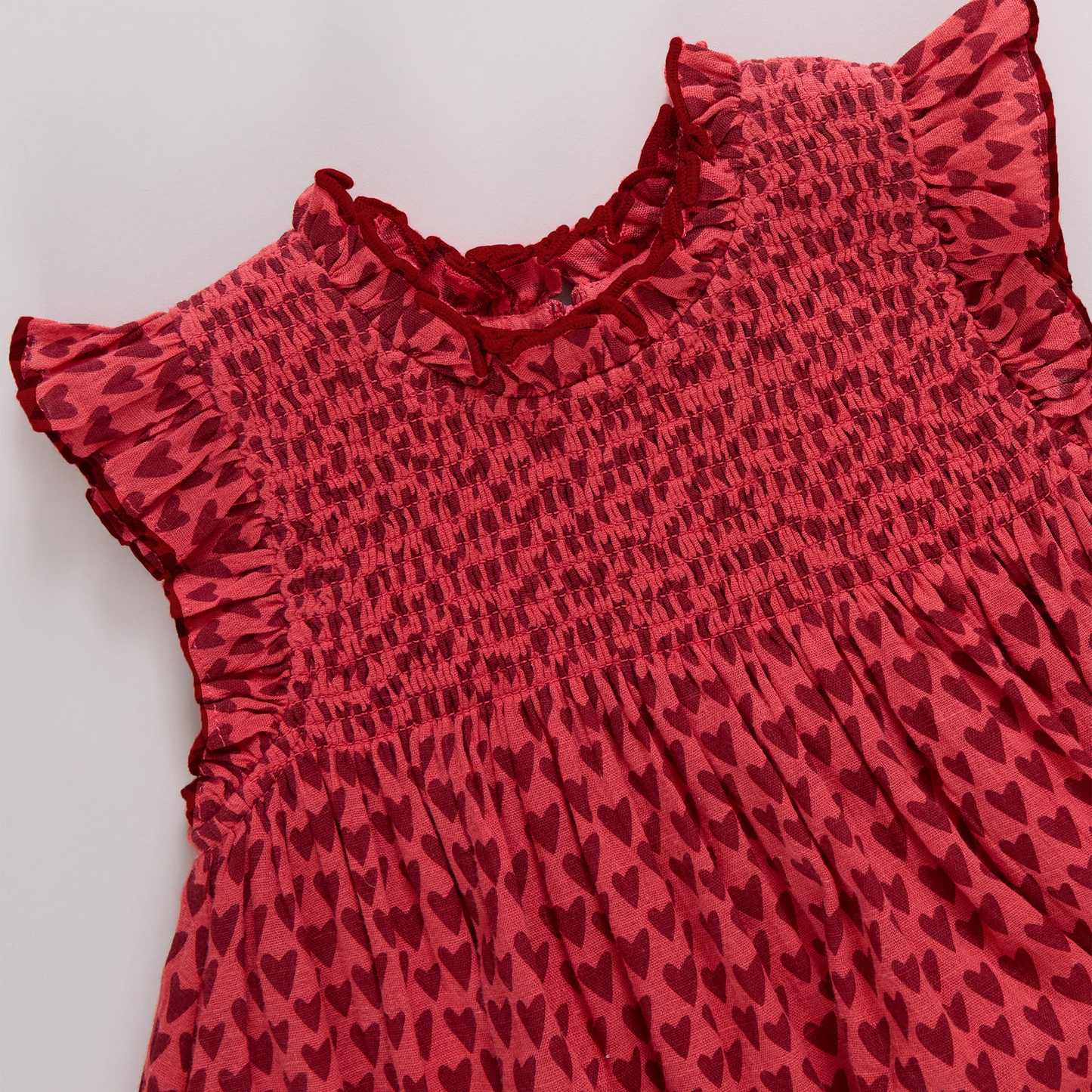 Girls Stevie Dress- Red Mini Hearts