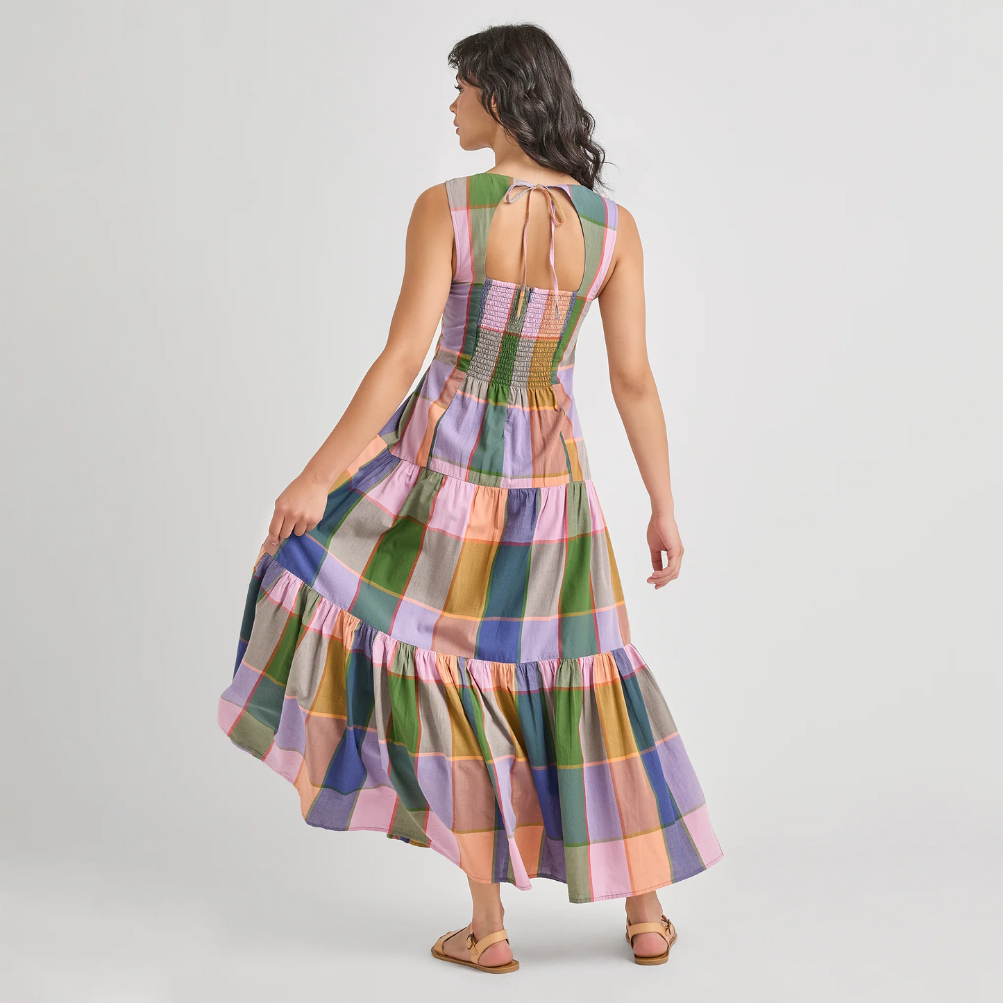 Women's Sleeveless Parker Dress- Plaid Madras