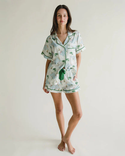 Katie Kime PJ Short Set- Palm Courts