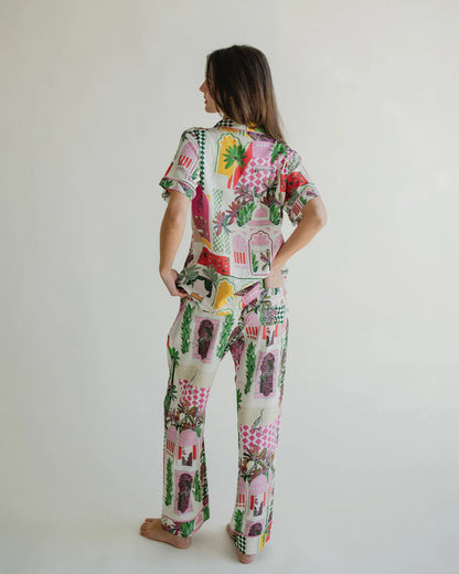Katie Kime PJ Pant Set- Greco Garden