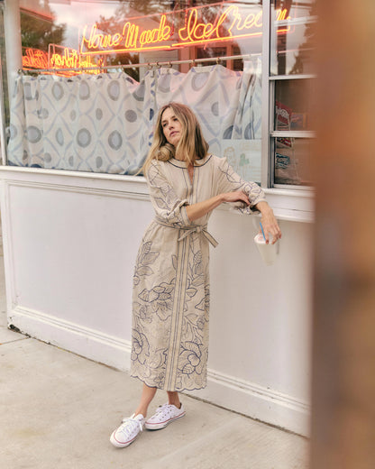Sandy Midi Dress- Natural Linen