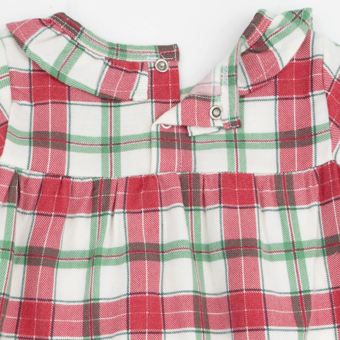 Long Sleeve Gown w/ Ruffle Collar- Holiday Plaid