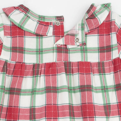 Long Sleeve Gown w/ Ruffle Collar- Holiday Plaid