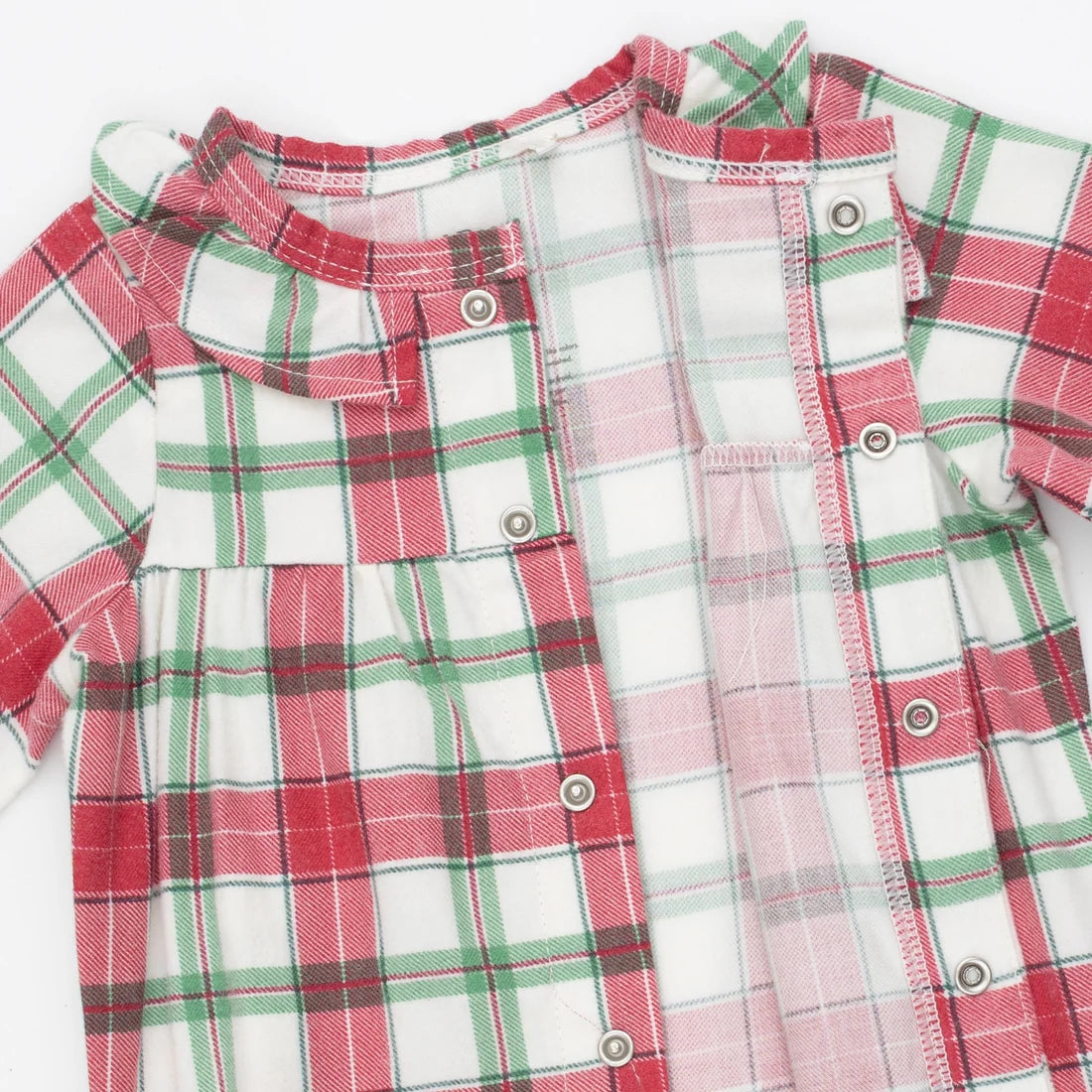 Holiday Plaid Ruffle Collar Romper