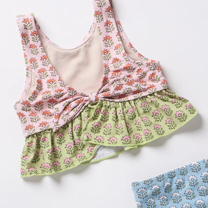 Girls Palmer Tankini- Prairie Block Print