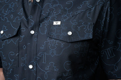 The Carson Short Sleeve Snap- Black