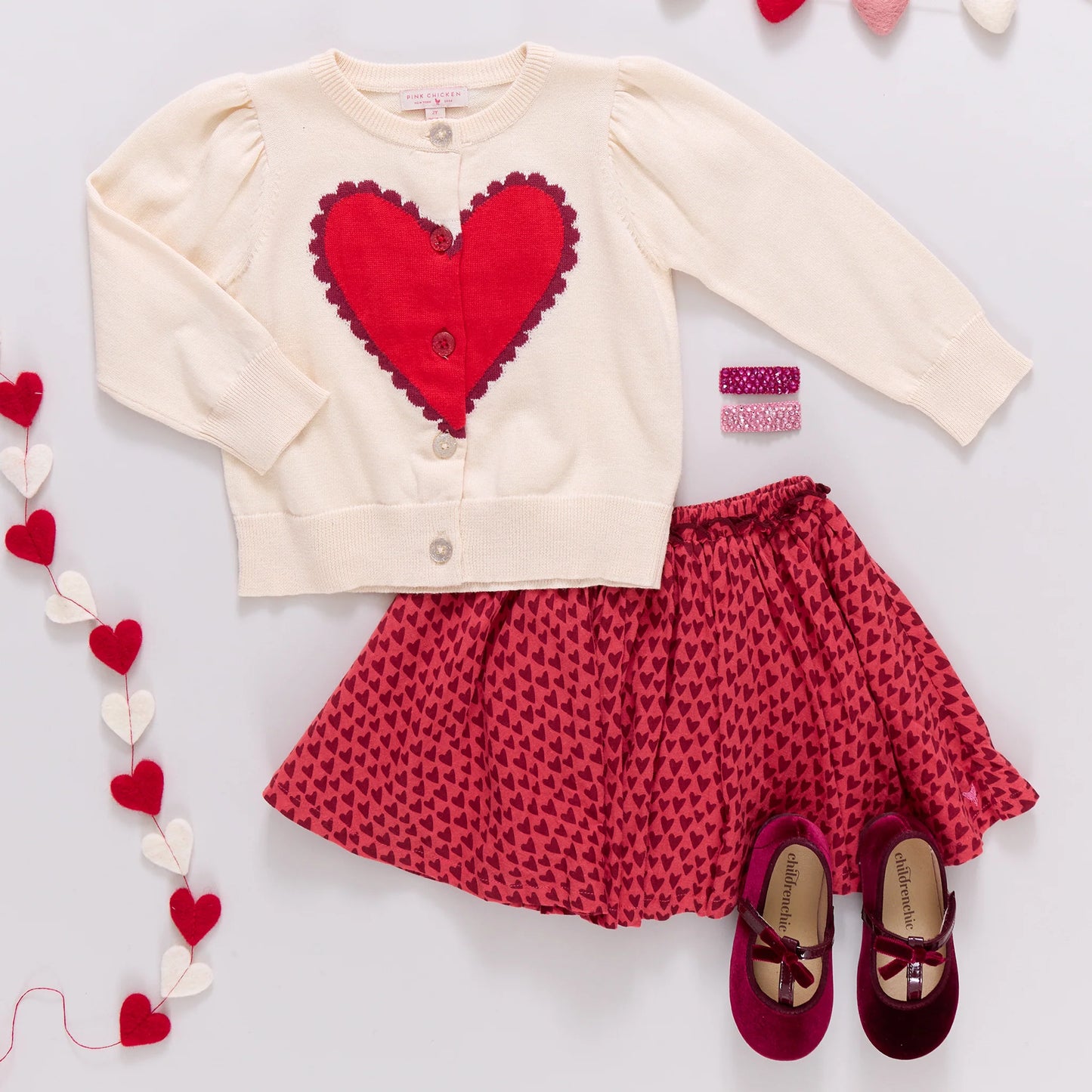 Girls Constance Sweater- Scalloped Heart