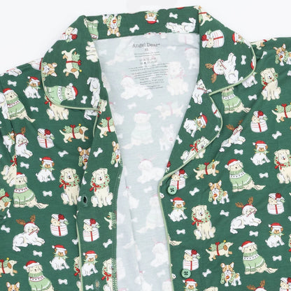 Adult PJ Set- Green Christmas Dogs