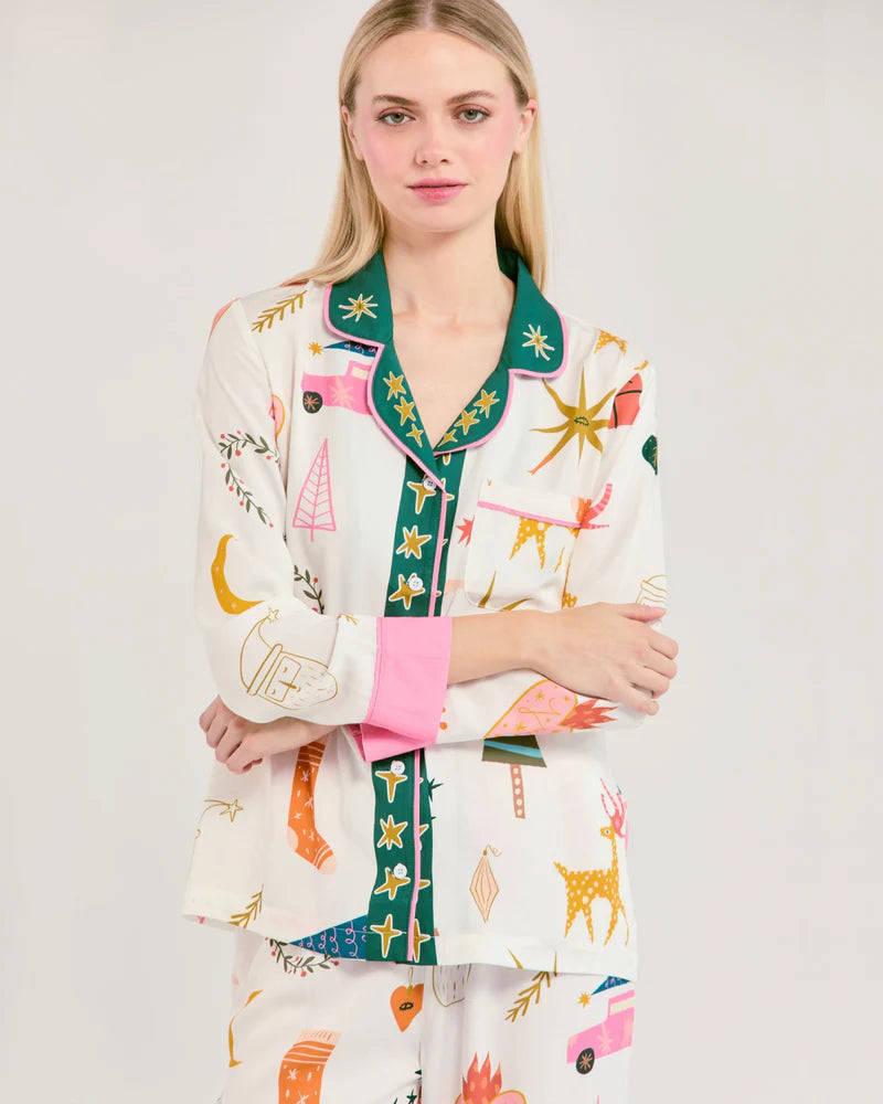 Katie Kime Long Sleeve PJ Pant Set - Mod Holiday