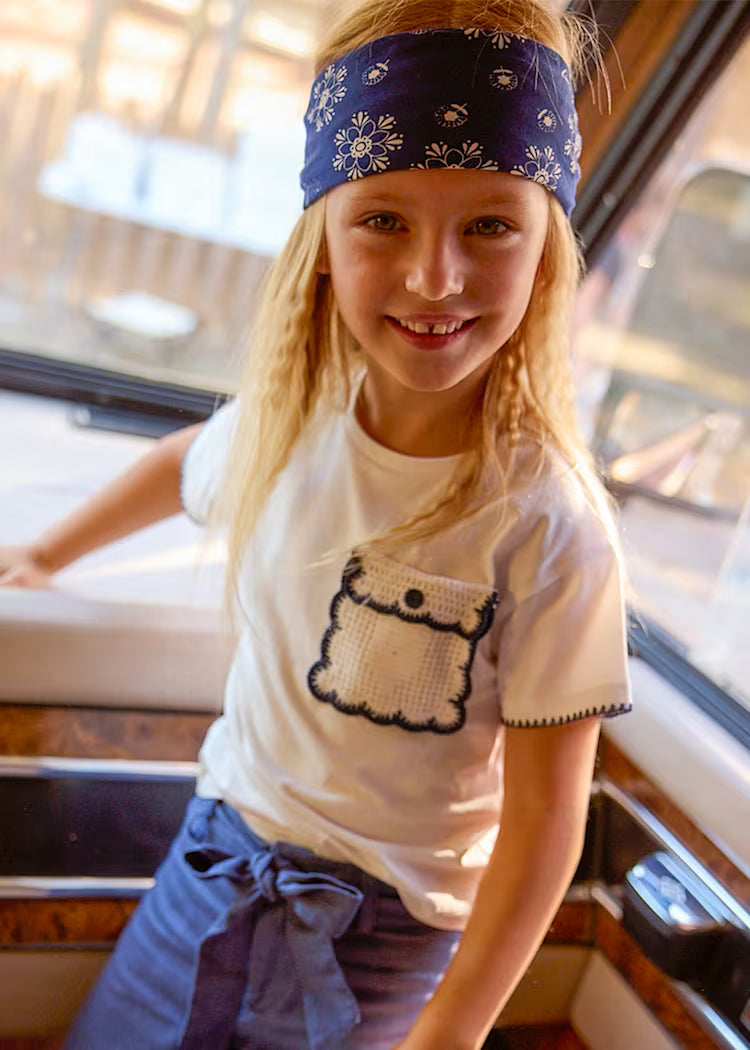 Girls Applique T-Shirt- Natural