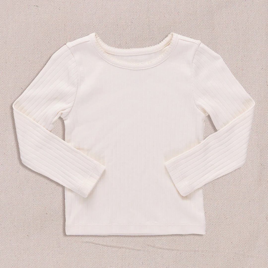 SeeSaw Long Sleeve Rib T-Shirt- Cream