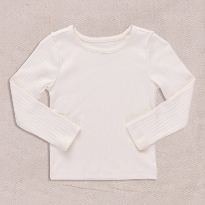 SeeSaw Long Sleeve Rib T-Shirt- Cream
