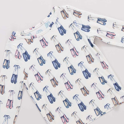 Kids Bamboo PJ Set- Ballet Slippers