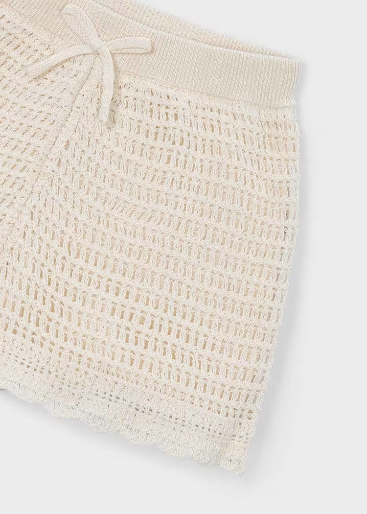Girls Openwork Shorts- Chickpea
