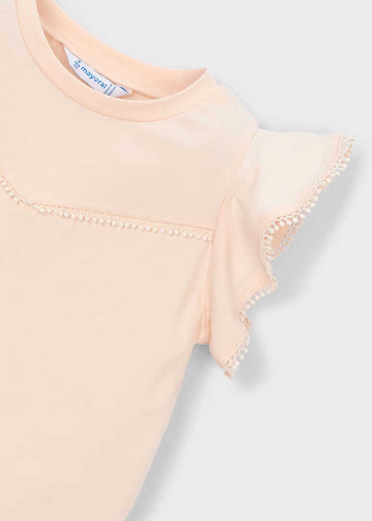 Ruffle T-Shirt in Salmon