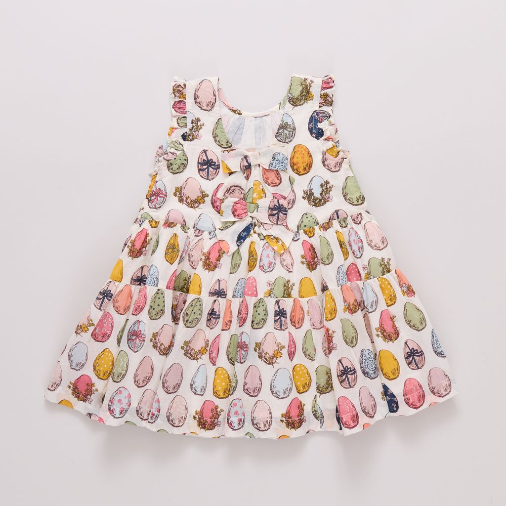 Girls Eloise Ruffle Dress- Multi Eggs