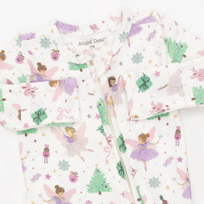 Sugar Plum Fairies 2-Way Ruffle Back Zipper Footie
