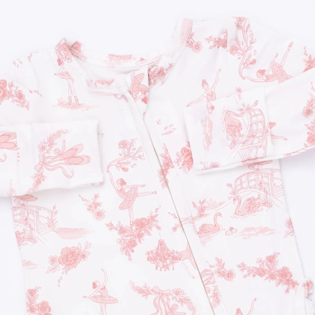 Ballet Toile 2-Way Ruffle Back Zipper Footie