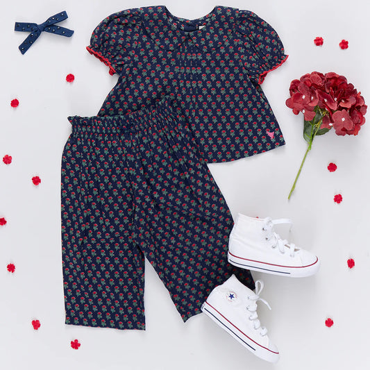 Baby Girls Dawson 2-Piece Set- Navy Carnation