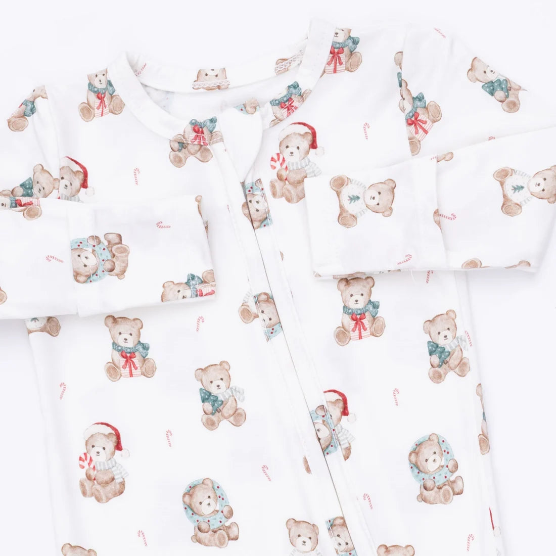 Christmas Teddy Bears 2-Way Zipper Footie