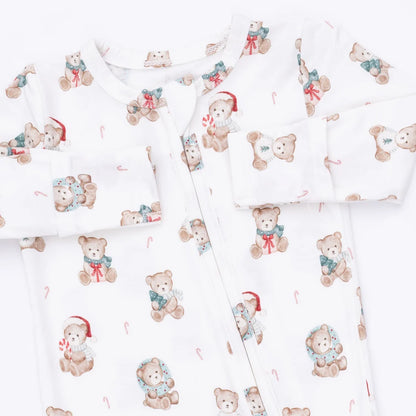 Christmas Teddy Bears 2-Way Zipper Footie