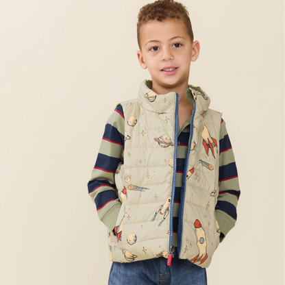 Kids Reversible Riley Vest - Space Rocket